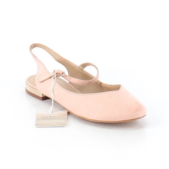 Zara Pink Slingback Suede Ballet Flats - Picture 1 of 5